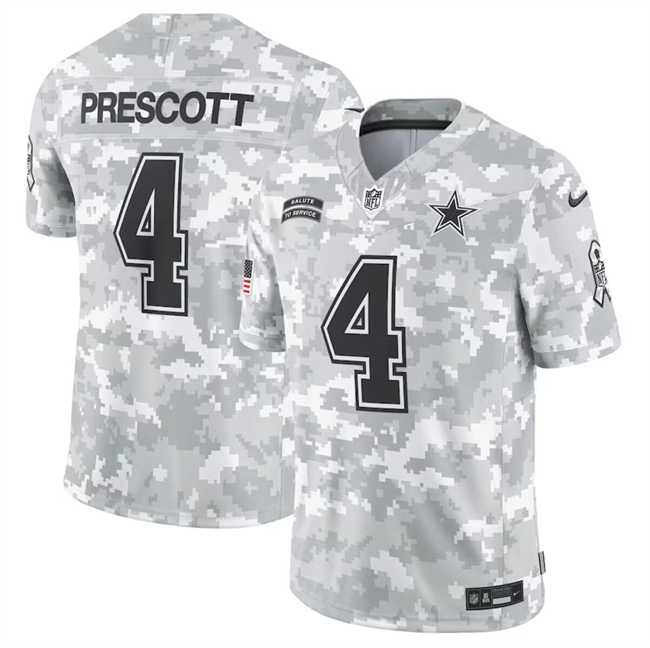 Men%27s Dallas Cowboys #4 Dak Prescott 2024 Arctic Camo Salute To Service Limited Stitched Jersey Dyin->cleveland browns->NFL Jersey